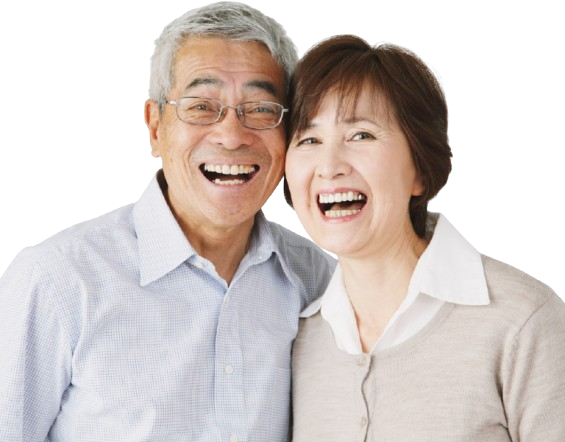 Joyful Asian senior couple laughing together covered by senior insurance plans in Topeka